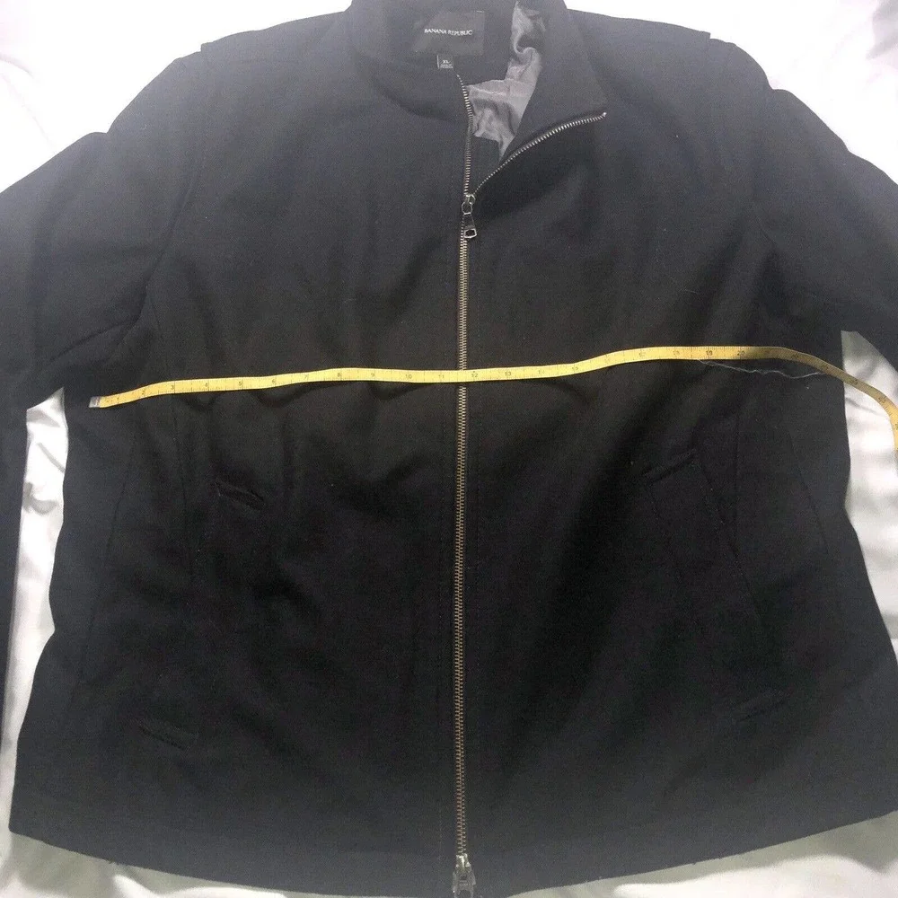 Banana Republic Wool Coat Black Zipper Zip Up Size‎ Large